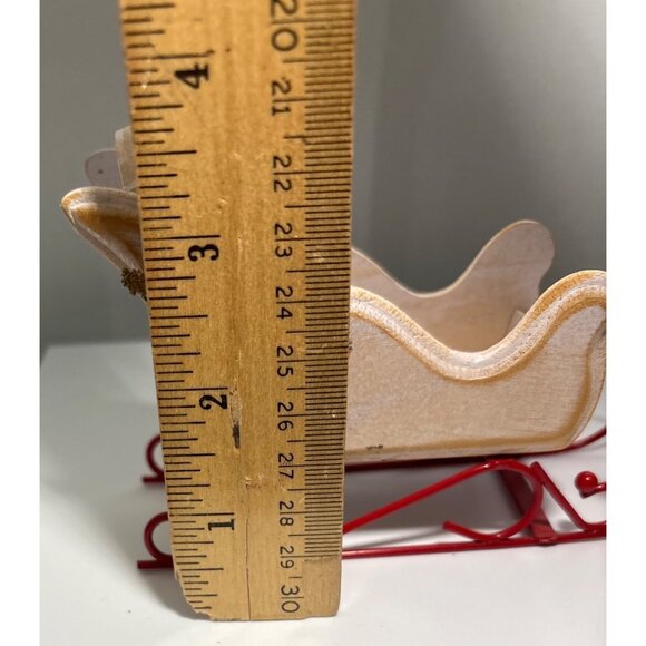 Wooden Sleigh W/ Glass Salt & Pepper Shakers Taiwan Christmas Farmhouse Vintage - Picture 8 of 10